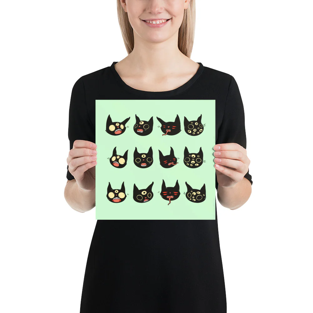 Cat Heads, Matte Art Print Poster - Image 2