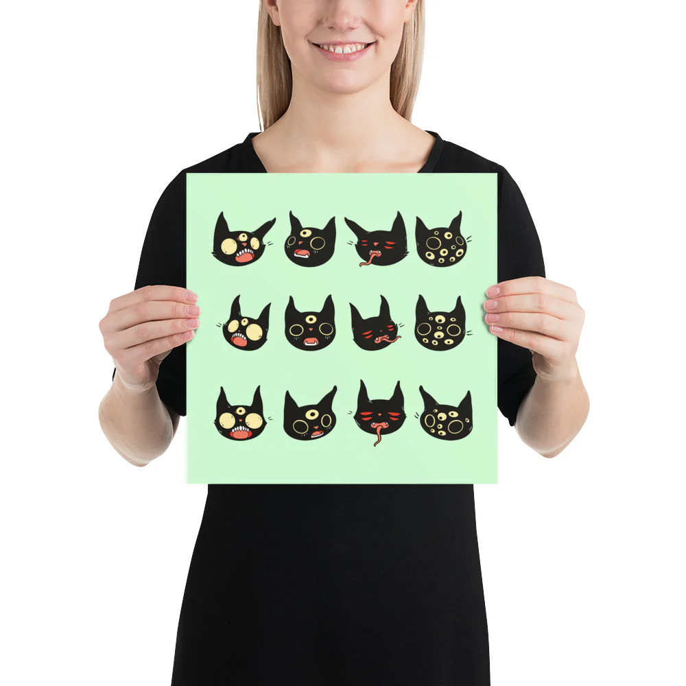 Cat Heads, Matte Art Print Poster - Image 3