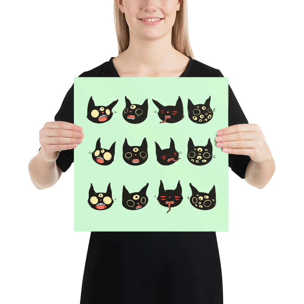 Cat Heads, Matte Art Print Poster - Image 4
