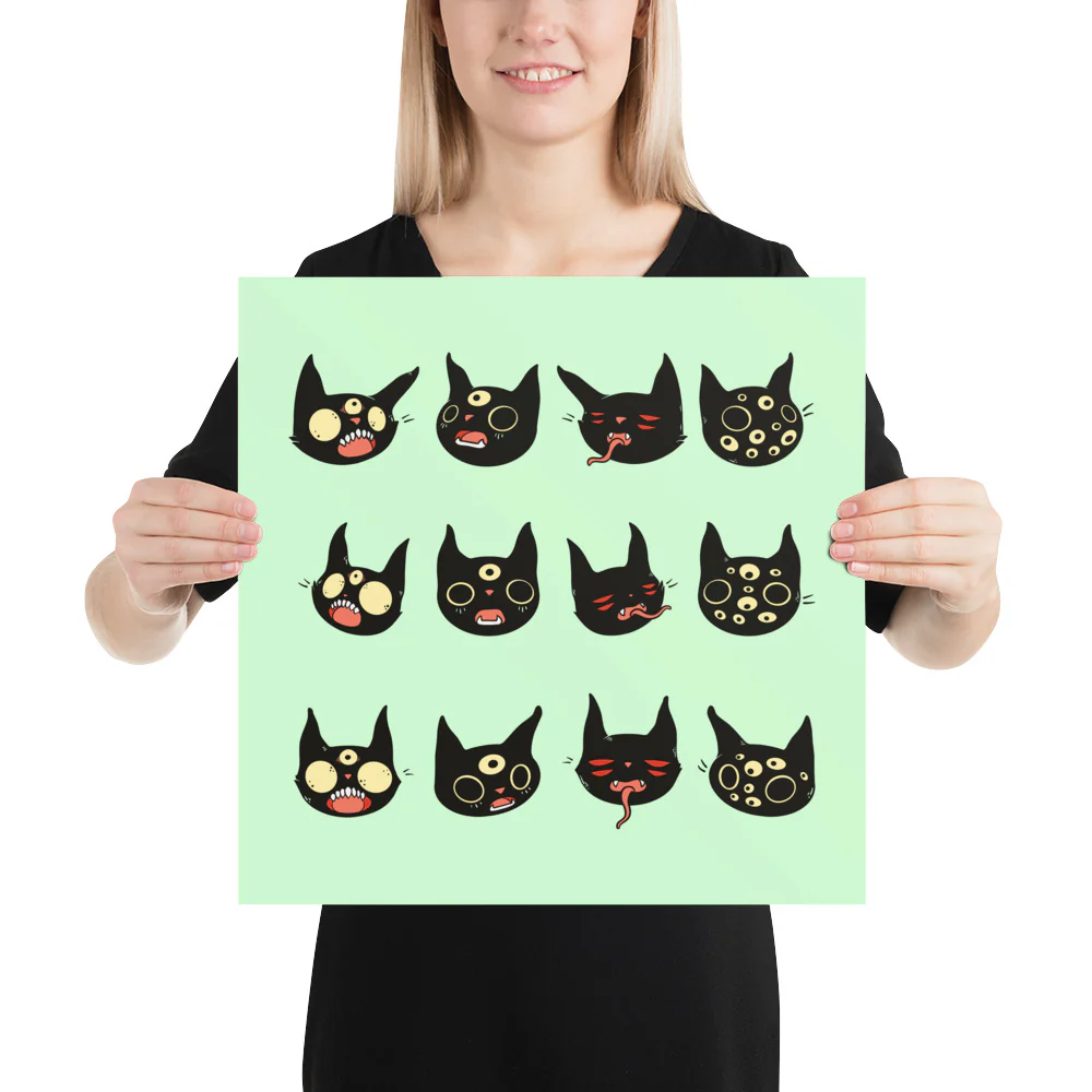 Cat Heads, Matte Art Print Poster - Image 5