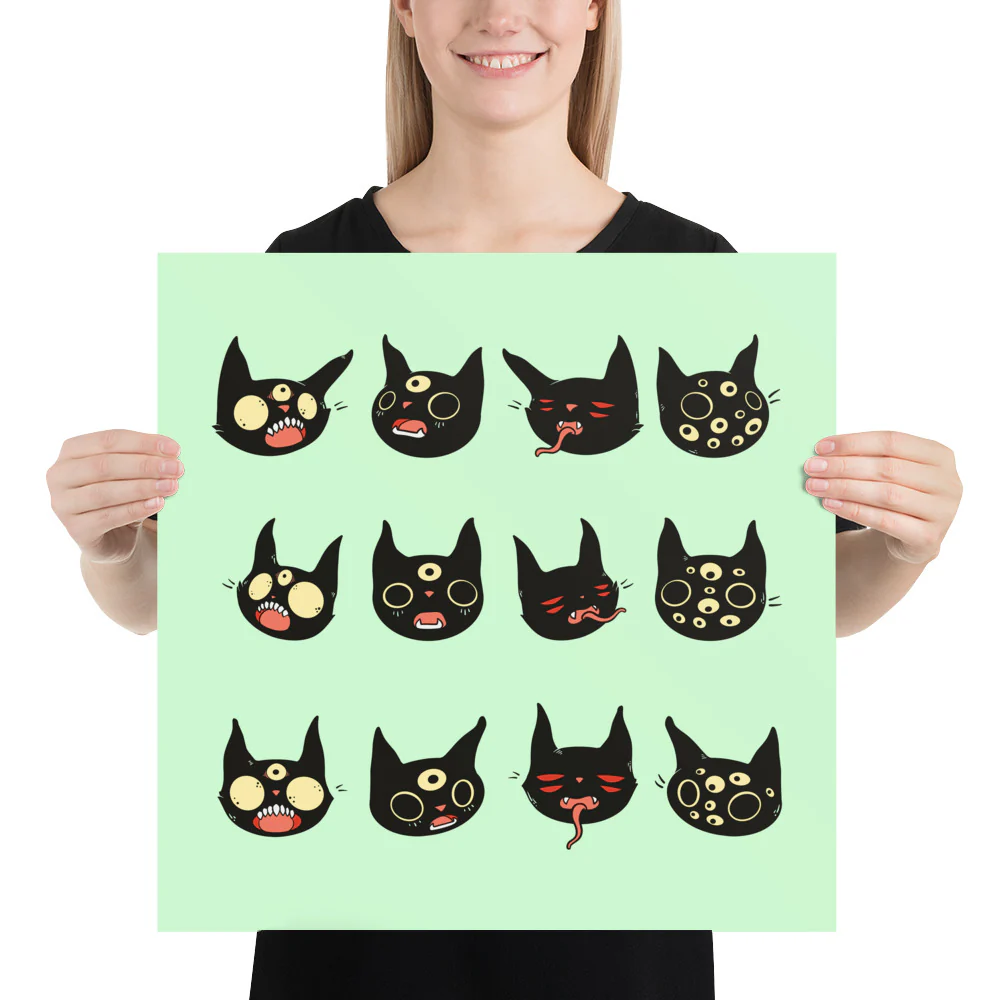 Cat Heads, Matte Art Print Poster - Image 6