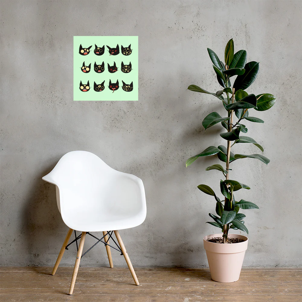 Cat Heads, Matte Art Print Poster - Image 7