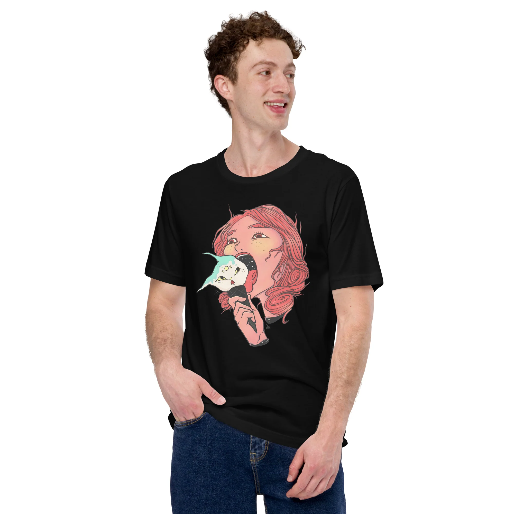 Cat Ice Cream, Unisex T-Shirt - Image 3