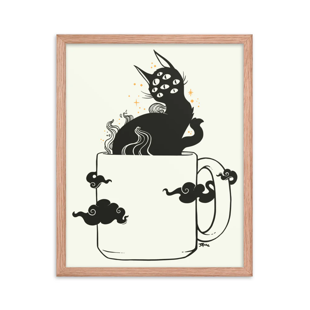 Cat In Coffee Cup, Framed Art Print - Image 4