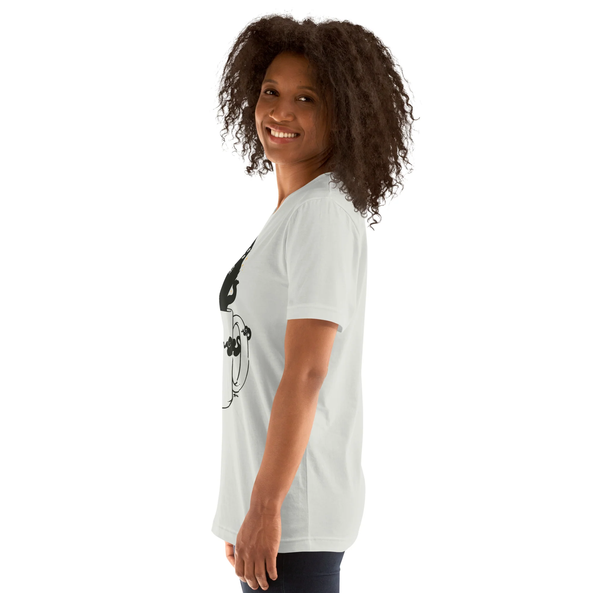 Cat In Coffee Cup, Unisex T-Shirt - Image 9