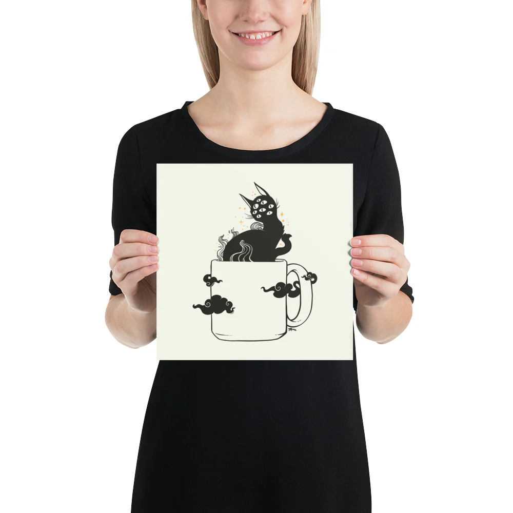 Cat In Coffee Mug, Matte Art Print Poster - Image 3
