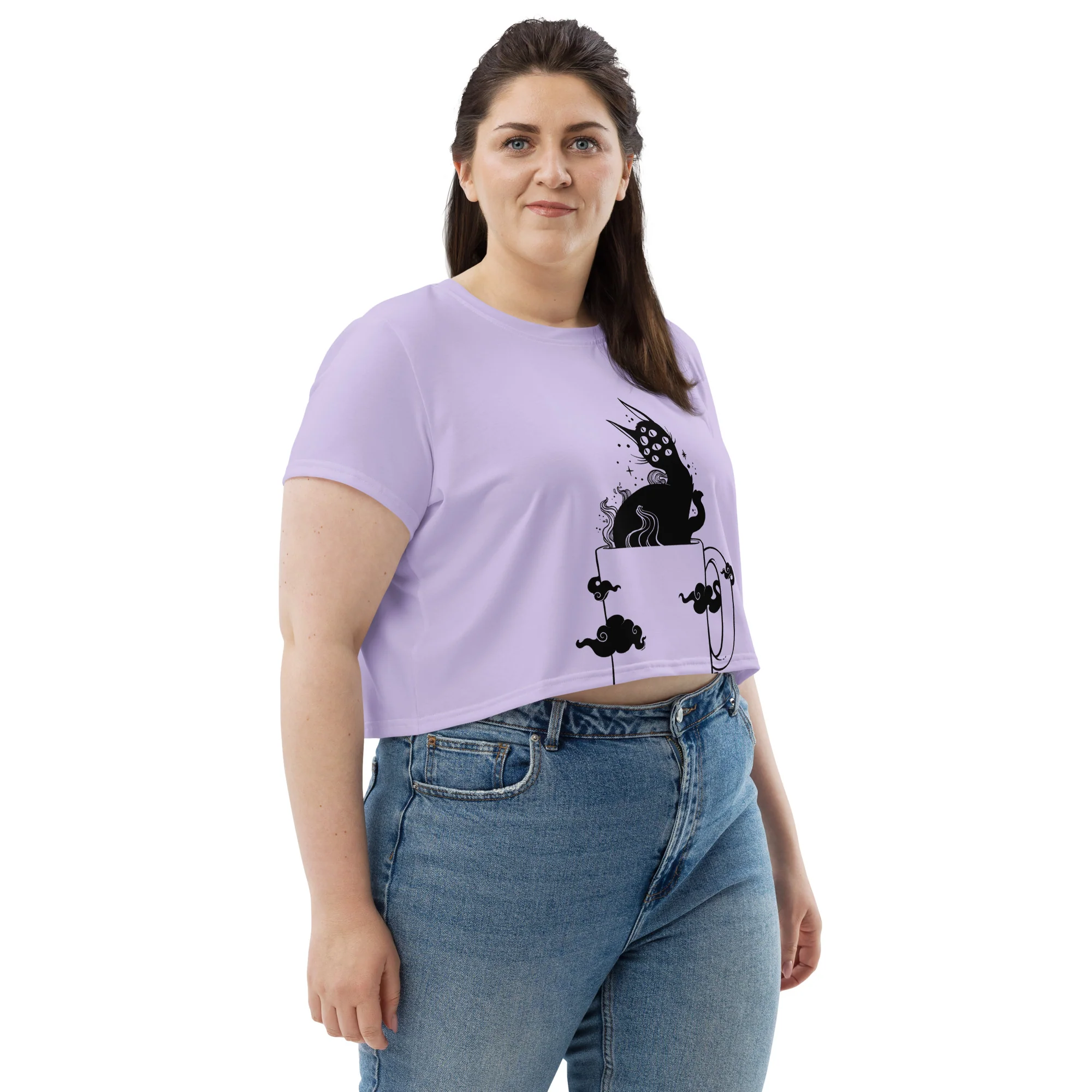 Cat In Cup, Sublimation Crop Top - Image 5