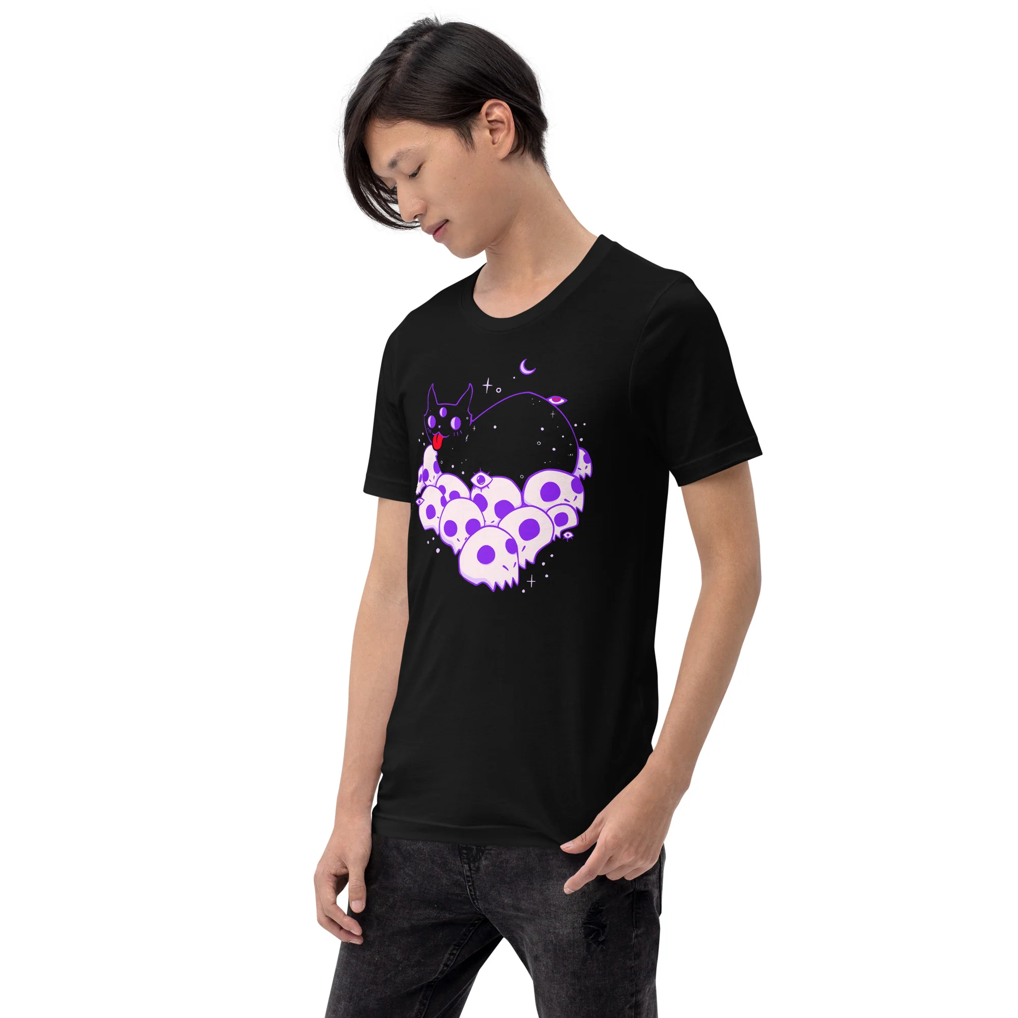 Cat On Skulls, Unisex T-Shirt - Image 4