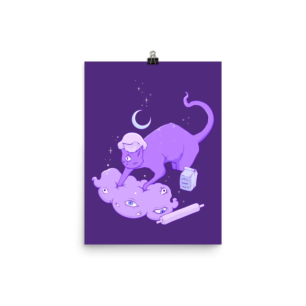 Cat Making Biscuits, Matte Art Print Poster - Image 4