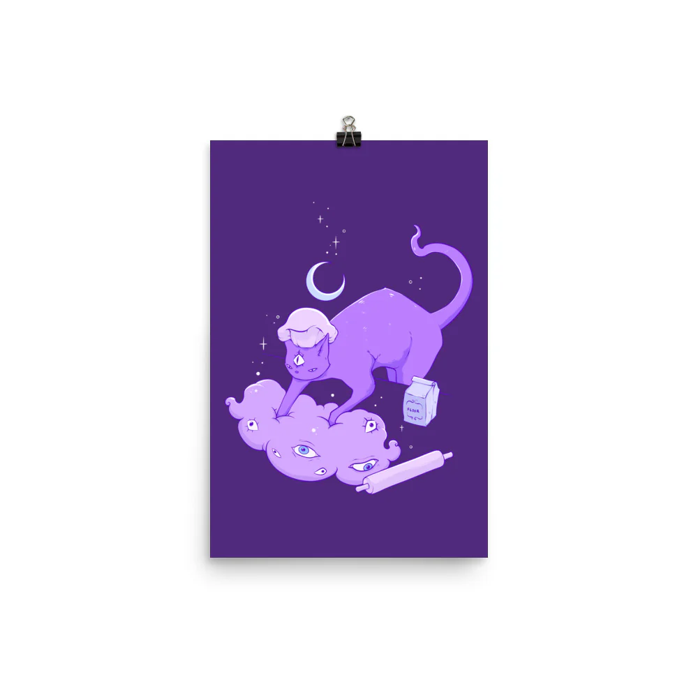 Cat Making Biscuits, Matte Art Print Poster - Image 5