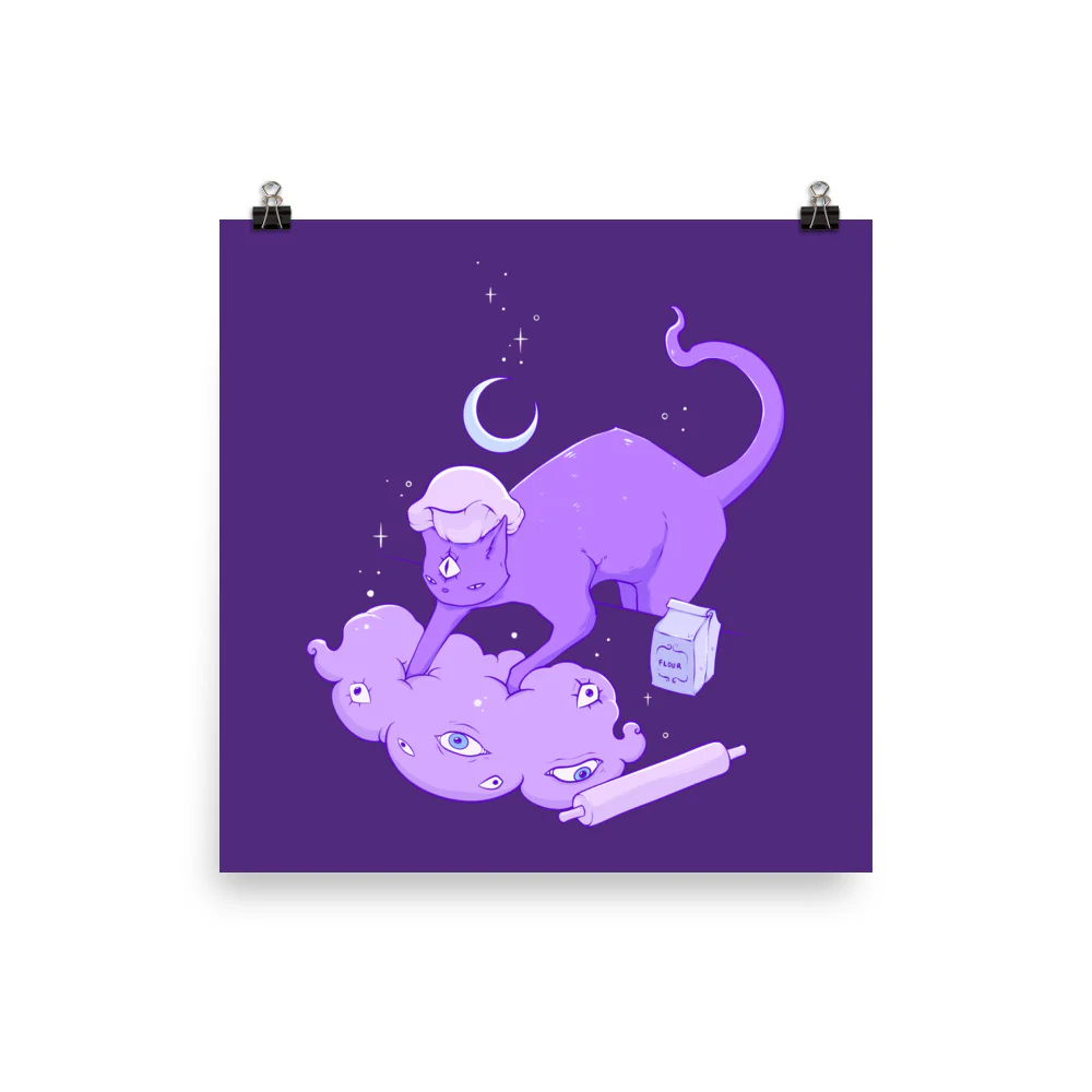 Cat Making Biscuits, Matte Art Print Poster - Image 6