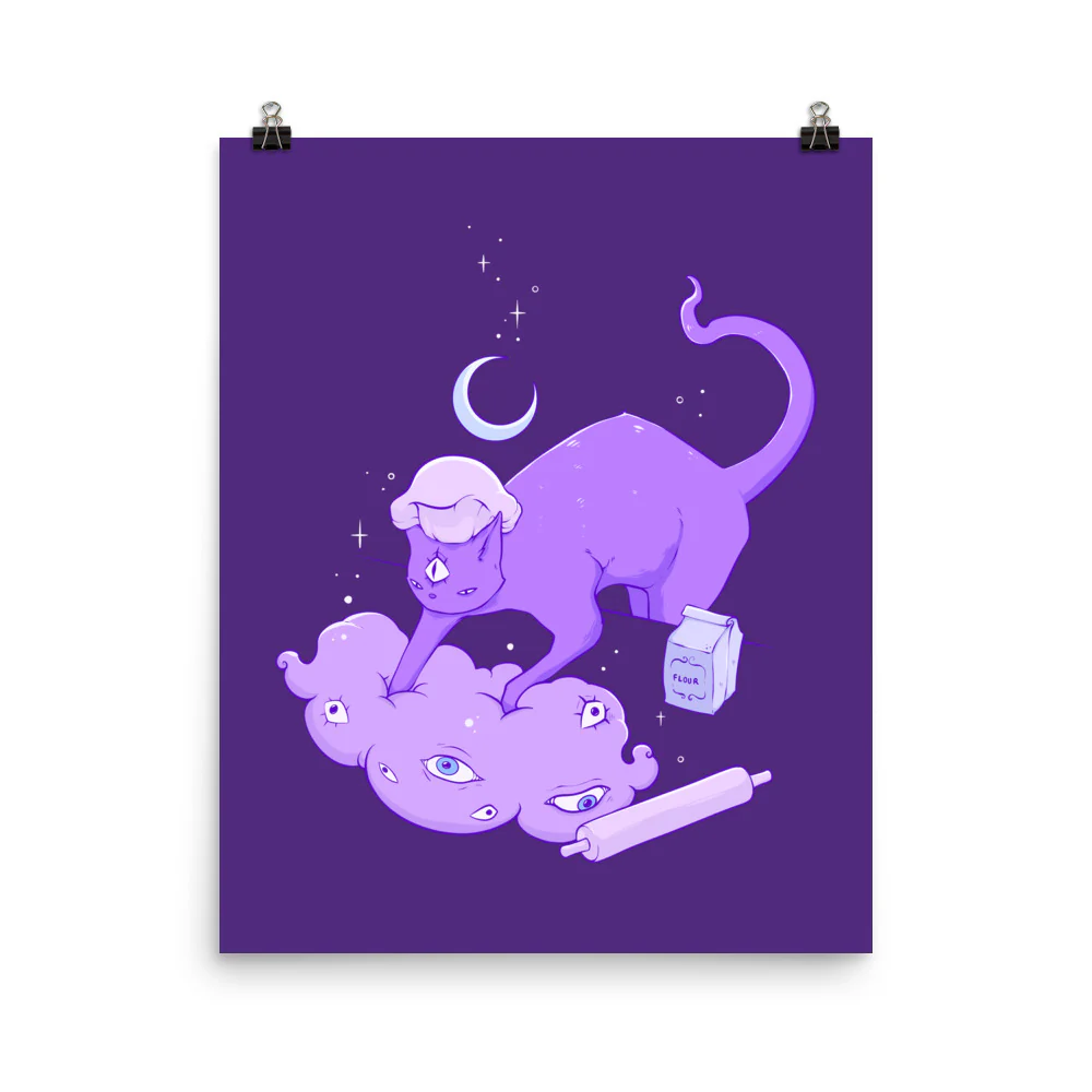 Cat Making Biscuits, Matte Art Print Poster - Image 7