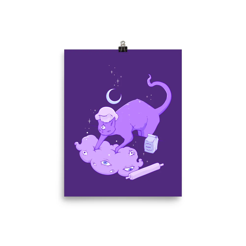 Cat Making Biscuits, Matte Art Print Poster - Image 8
