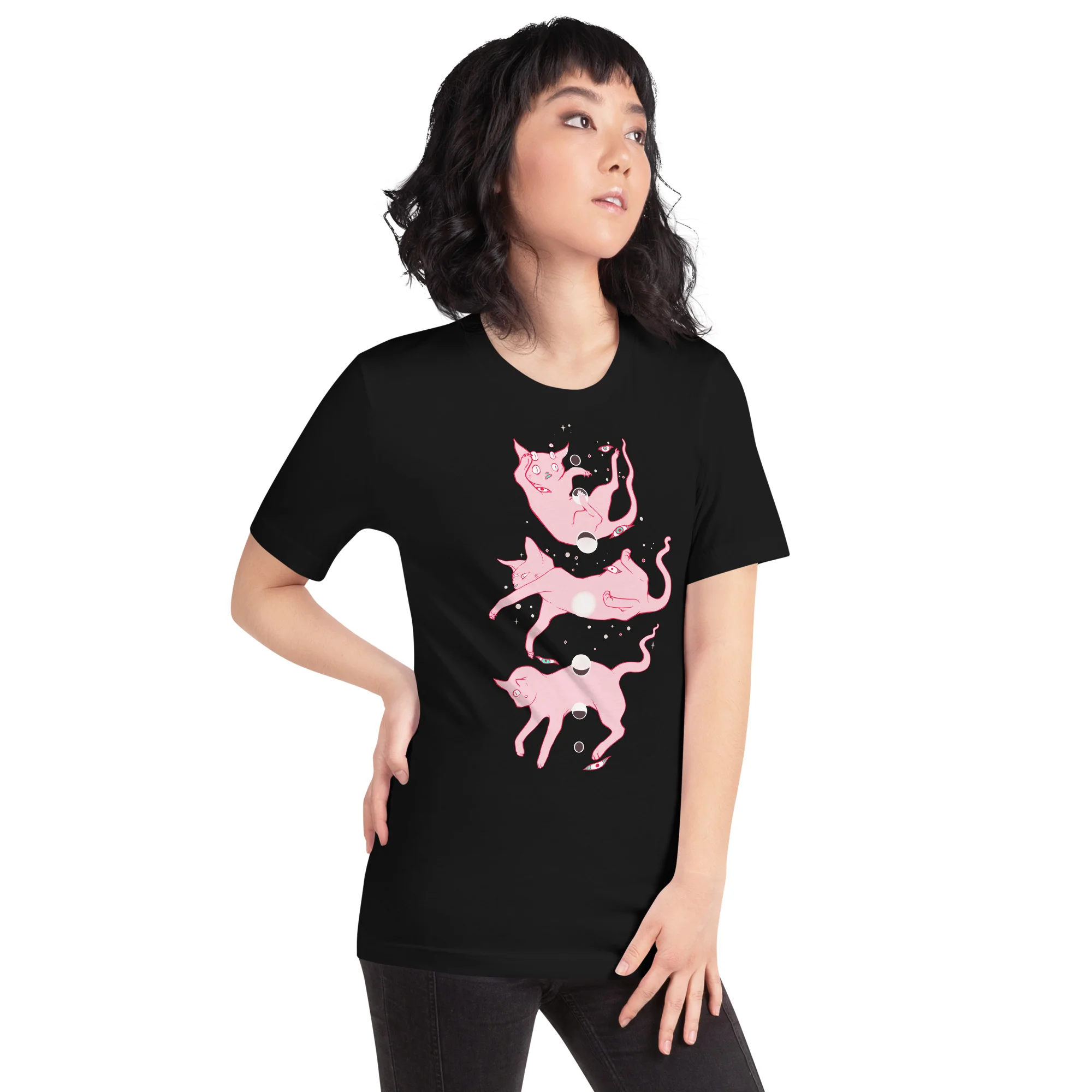 Cat Moon Phases, Unisex T-Shirt - Image 2