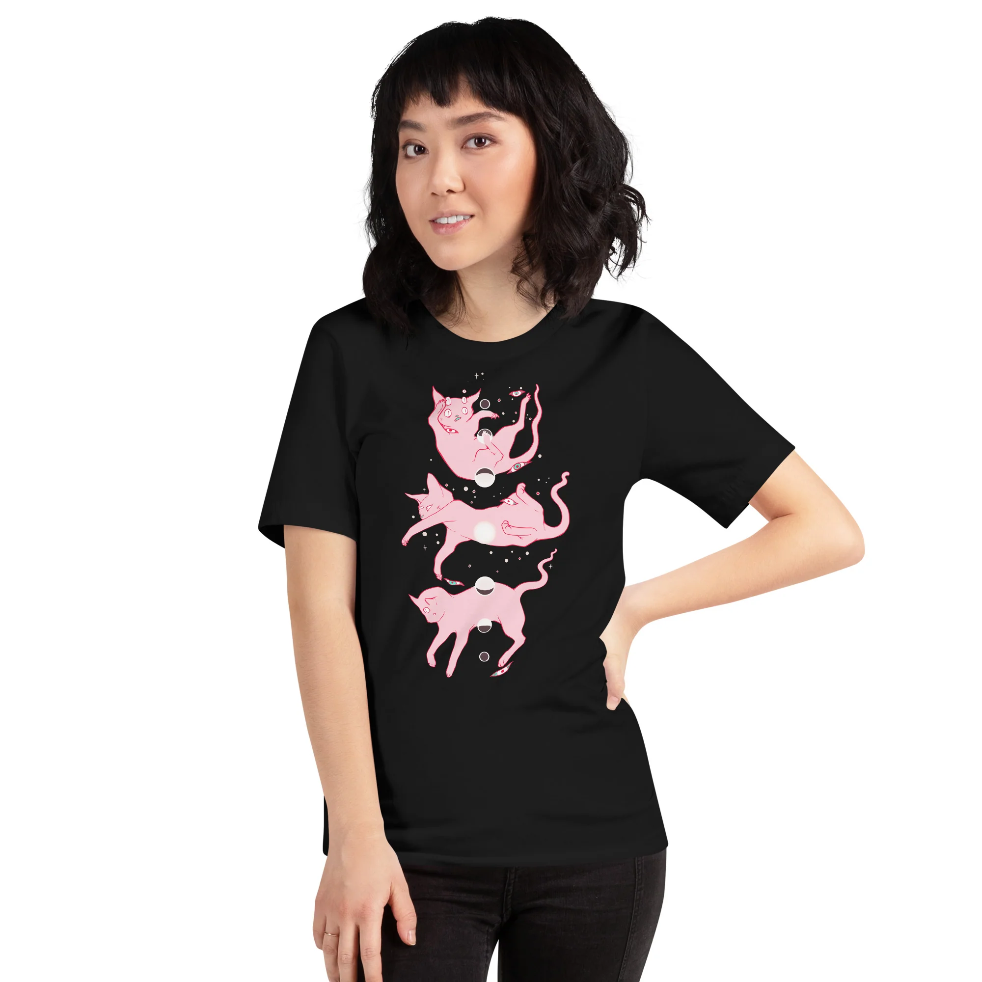 Cat Moon Phases, Unisex T-Shirt - Image 3