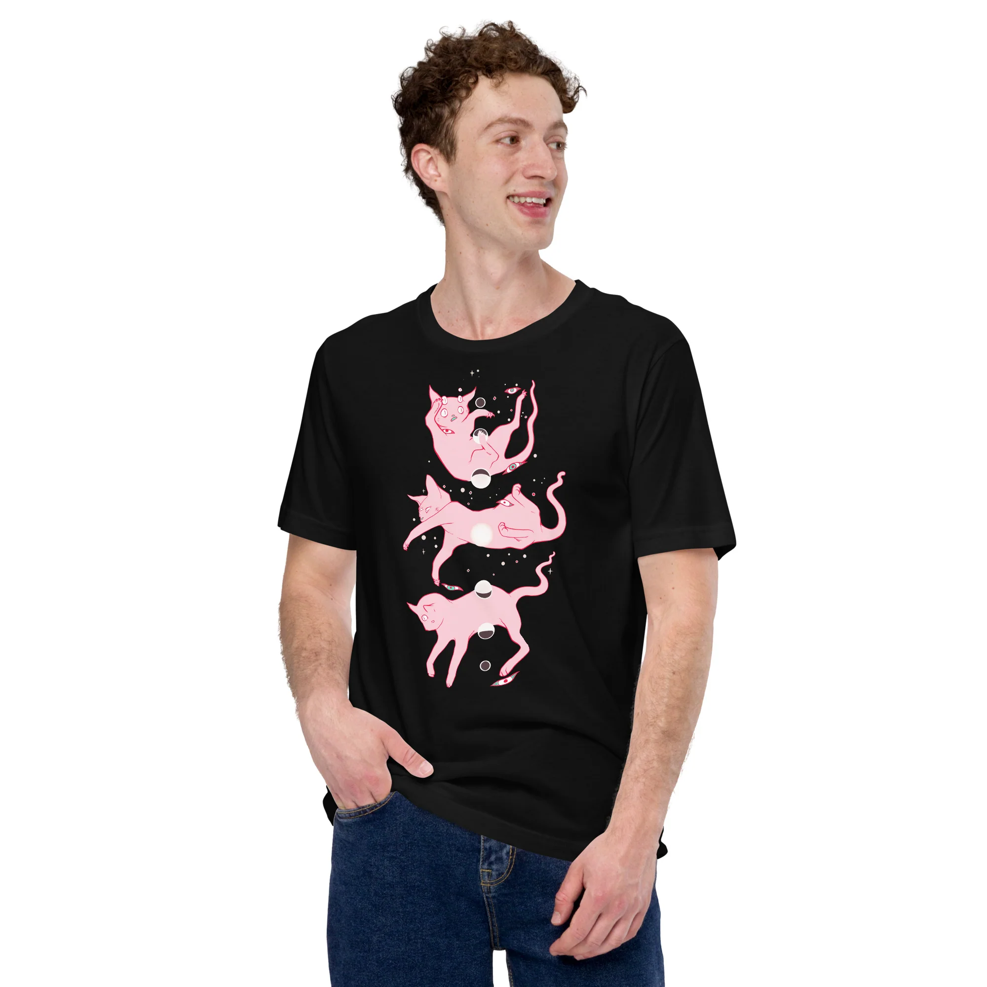 Cat Moon Phases, Unisex T-Shirt - Image 4