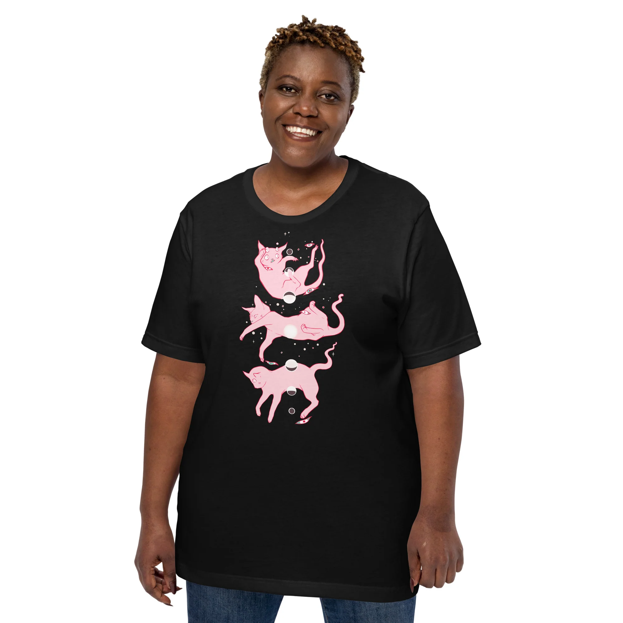 Cat Moon Phases, Unisex T-Shirt - Image 5