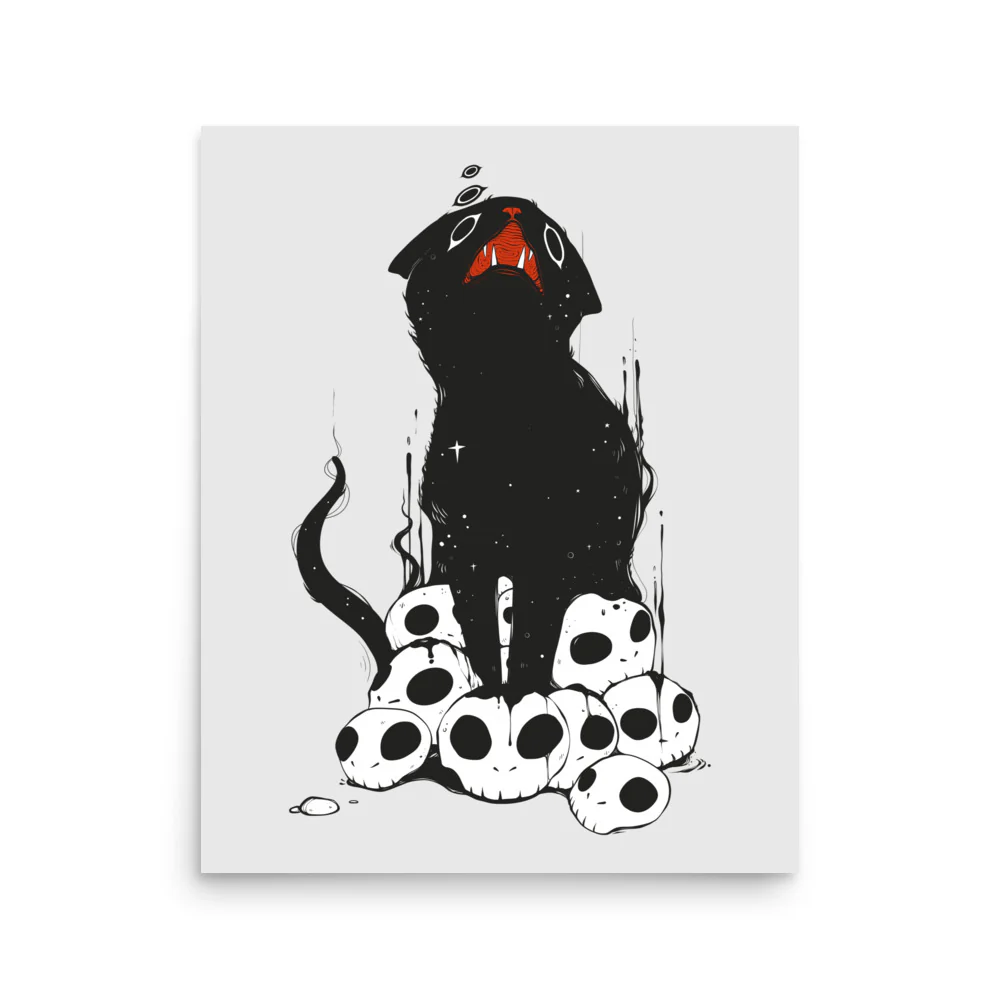Cat On Skulls 2, Matte Art Print Poster - Image 10
