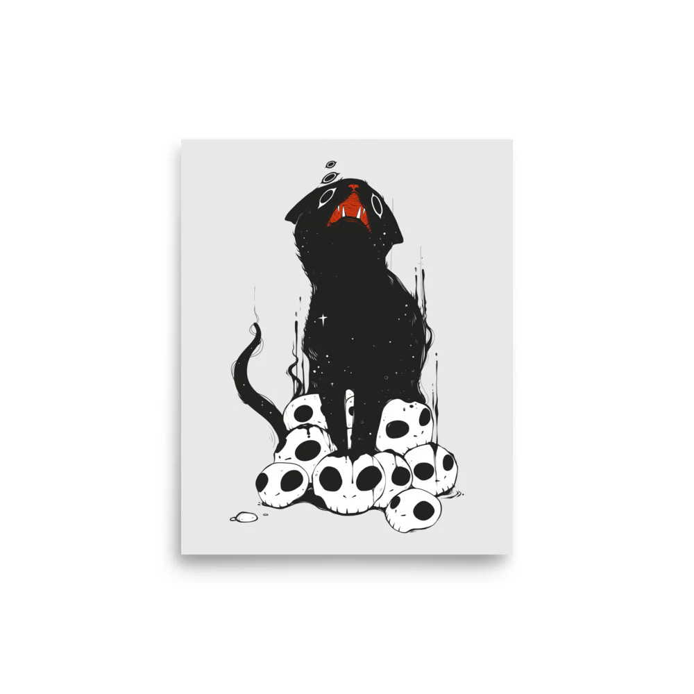 Cat On Skulls 2, Matte Art Print Poster - Image 11