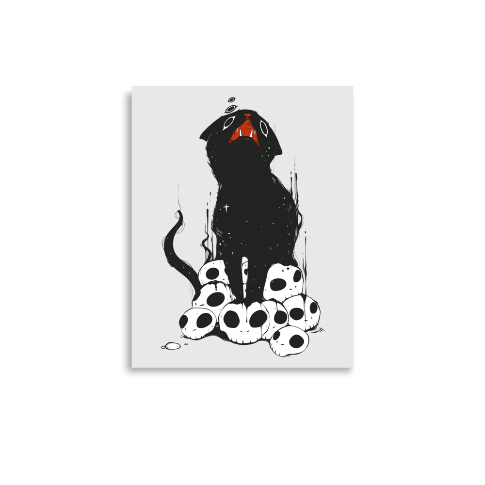 Cat On Skulls 2, Matte Art Print Poster - Image 4
