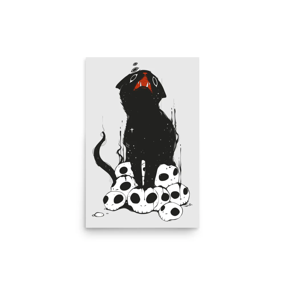 Cat On Skulls 2, Matte Art Print Poster - Image 7