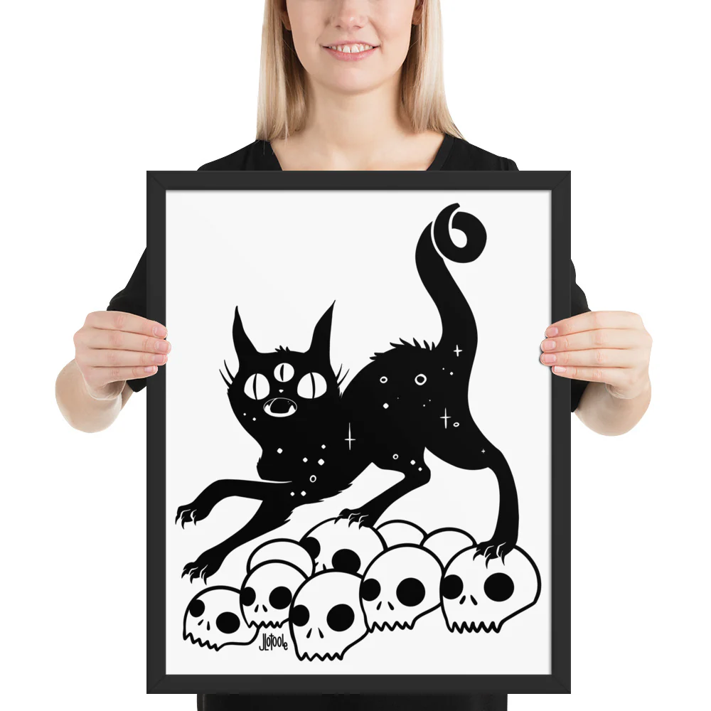 Cat On Skulls, Framed Art Print - Image 10