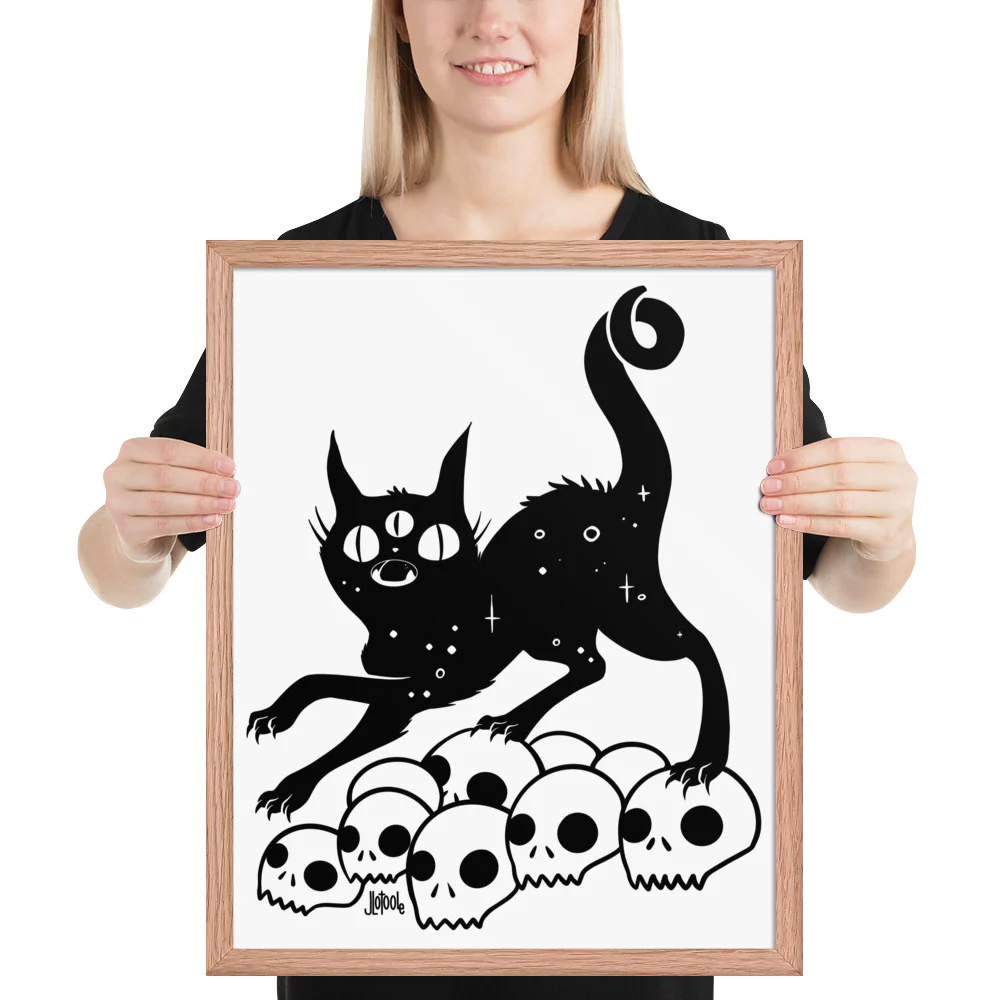 Cat On Skulls, Framed Art Print - Image 11