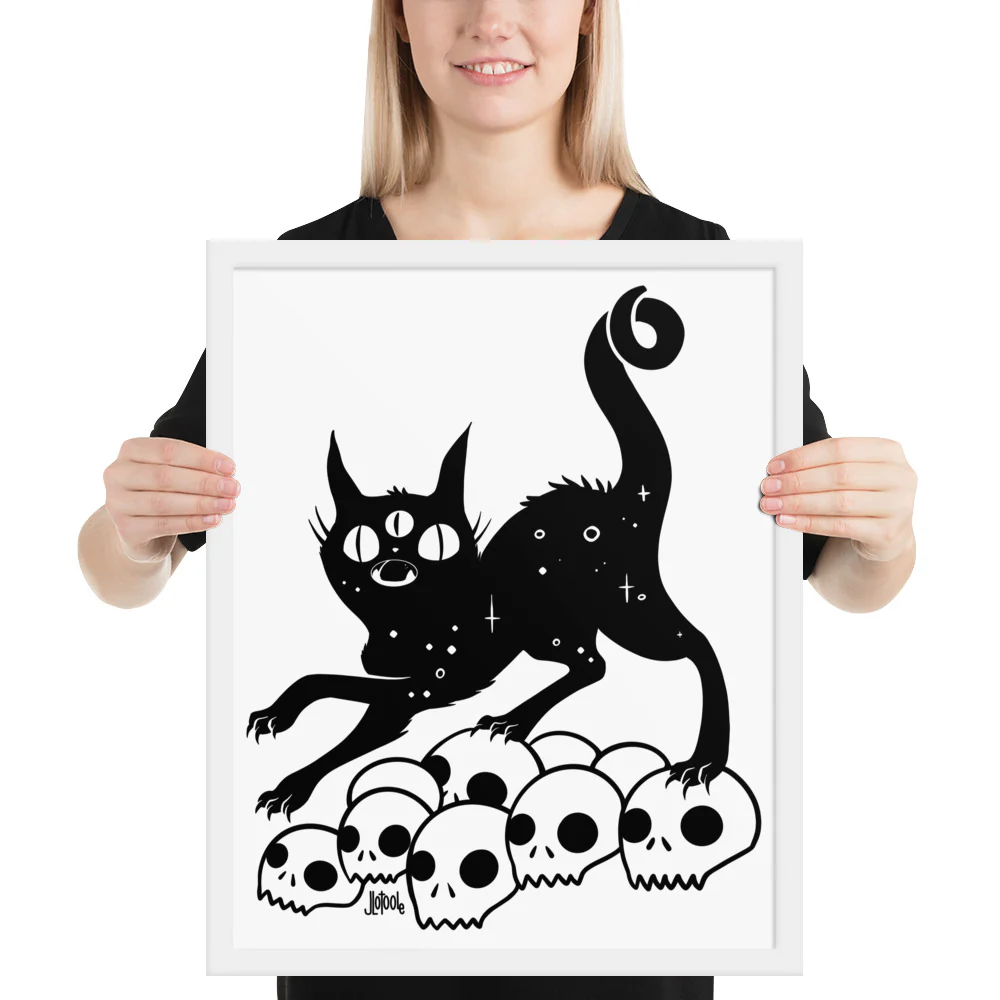 Cat On Skulls, Framed Art Print - Image 12