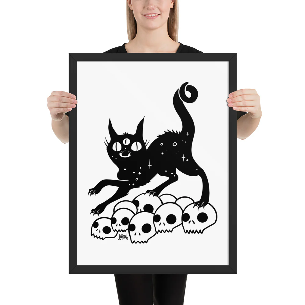 Cat On Skulls, Framed Art Print - Image 13