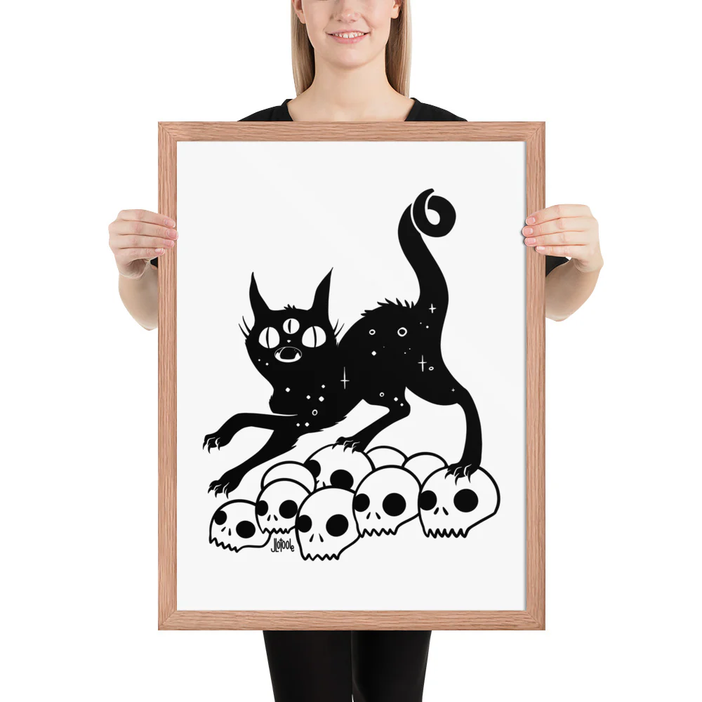 Cat On Skulls, Framed Art Print - Image 14