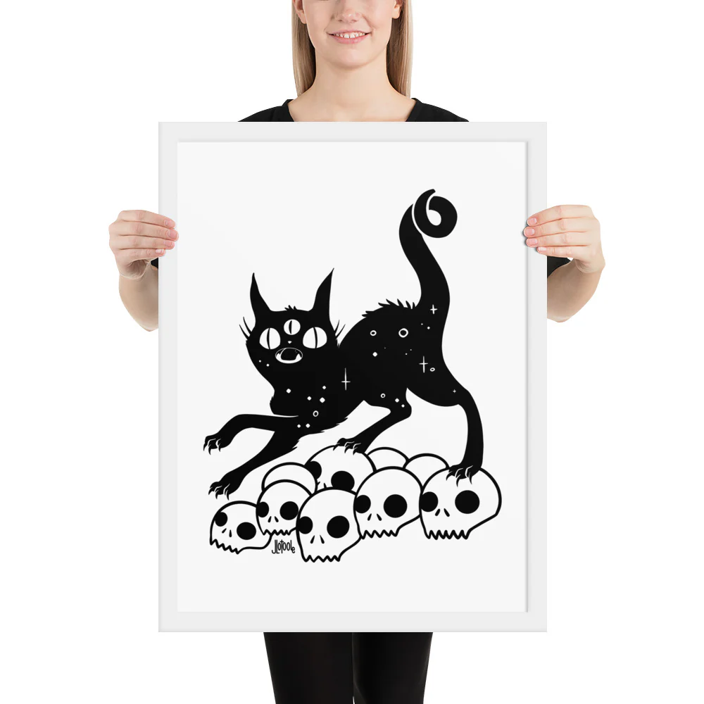 Cat On Skulls, Framed Art Print - Image 15