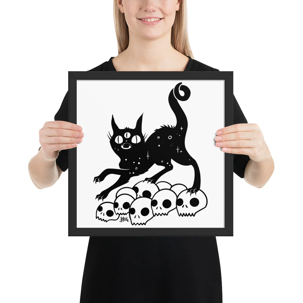 Cat On Skulls, Framed Art Print - Image 16