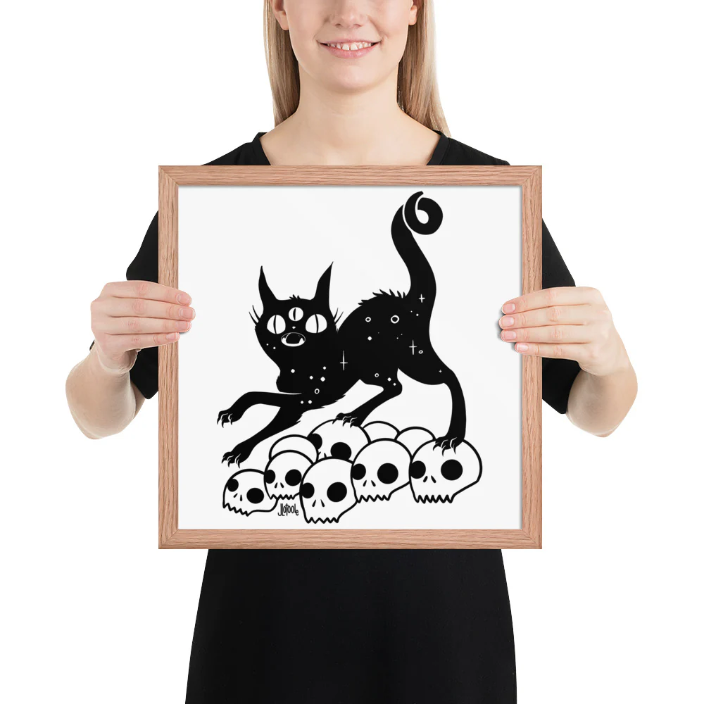 Cat On Skulls, Framed Art Print - Image 17