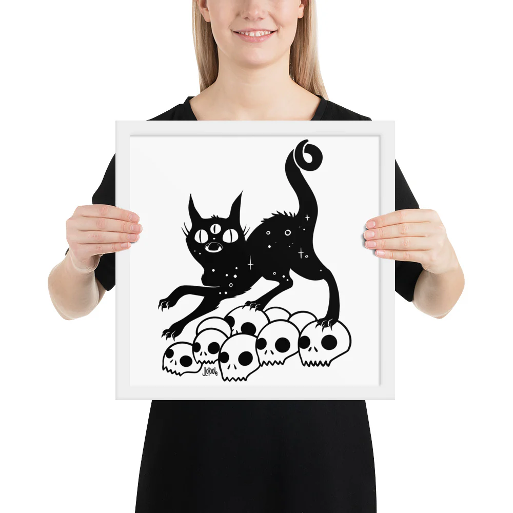 Cat On Skulls, Framed Art Print - Image 18