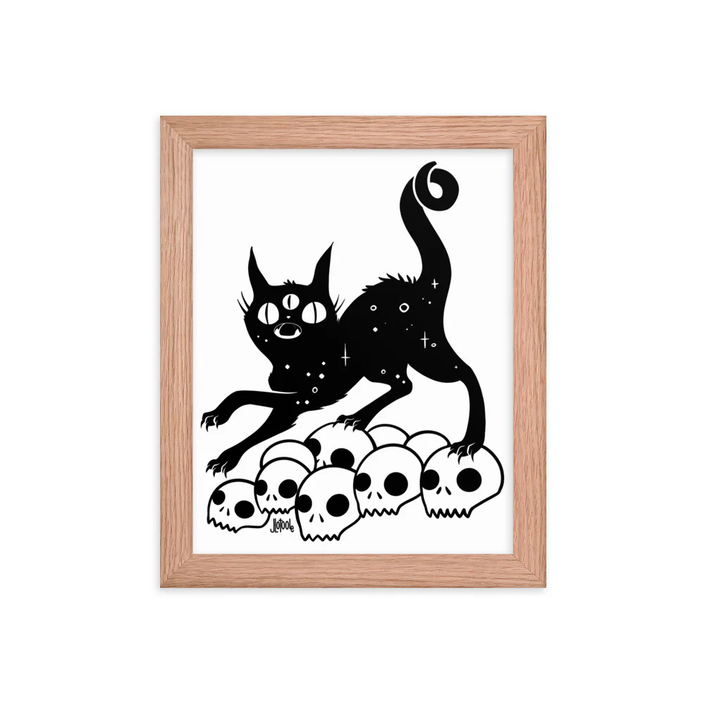 Cat On Skulls, Framed Art Print - Image 2