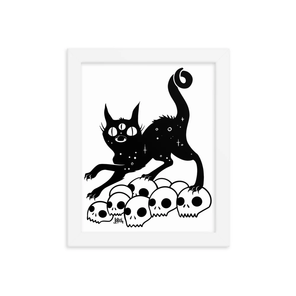 Cat On Skulls, Framed Art Print - Image 3