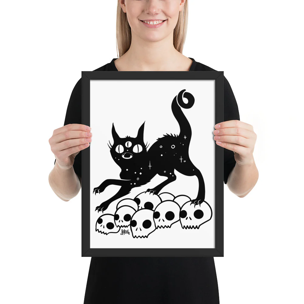Cat On Skulls, Framed Art Print - Image 7