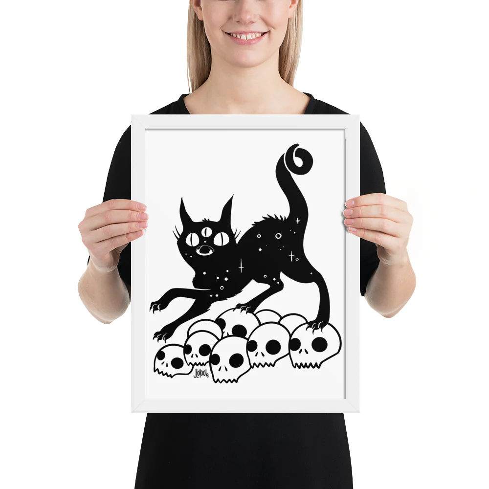 Cat On Skulls, Framed Art Print - Image 9