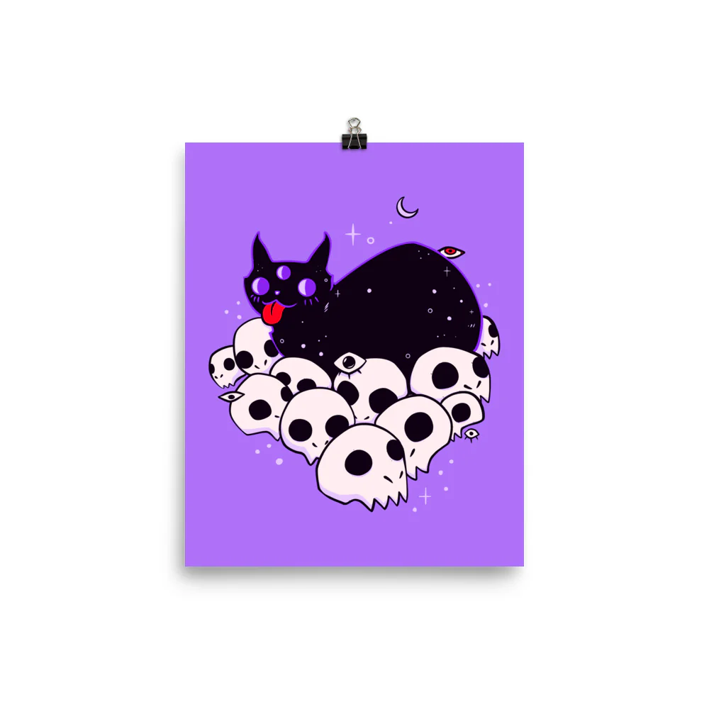 Cat On Skulls, Matte Art Print Poster - Image 6