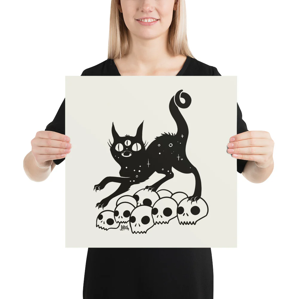 Cat On Skulls, Matte Art Print Poster - Image 6