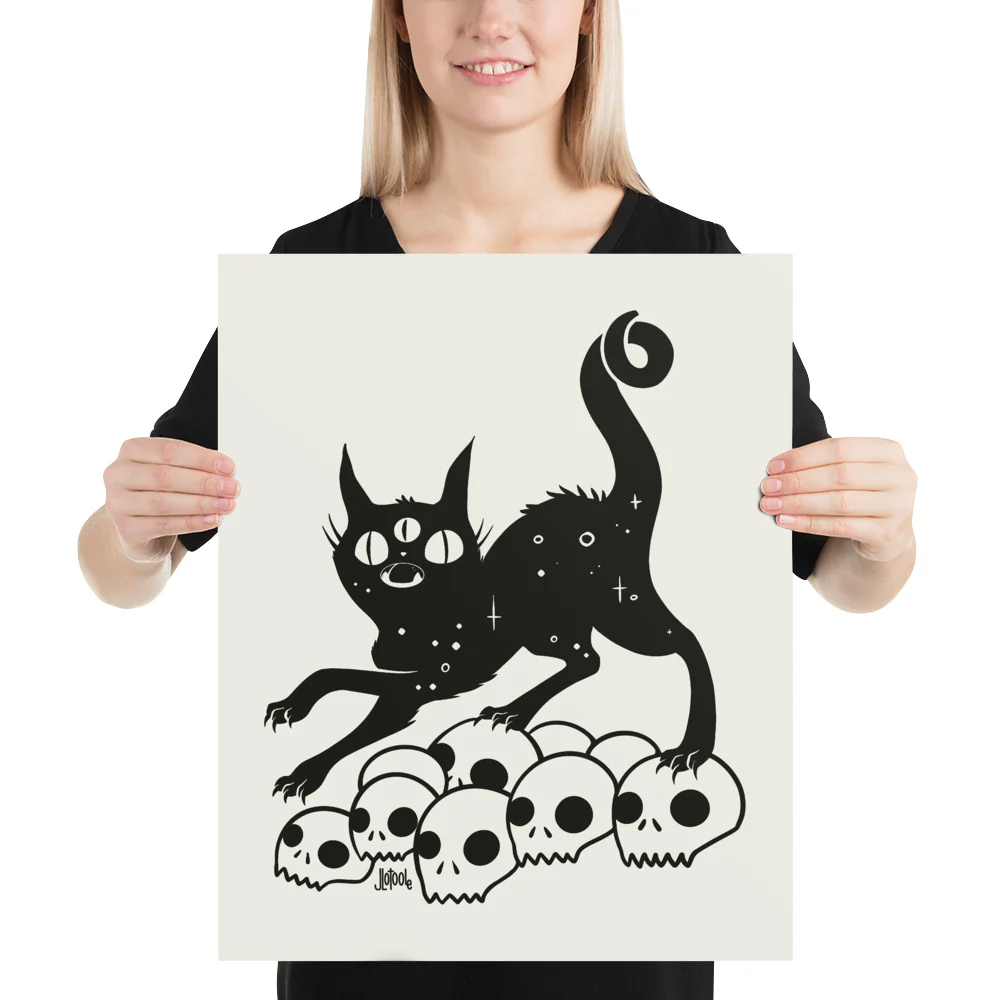 Cat On Skulls, Matte Art Print Poster - Image 7