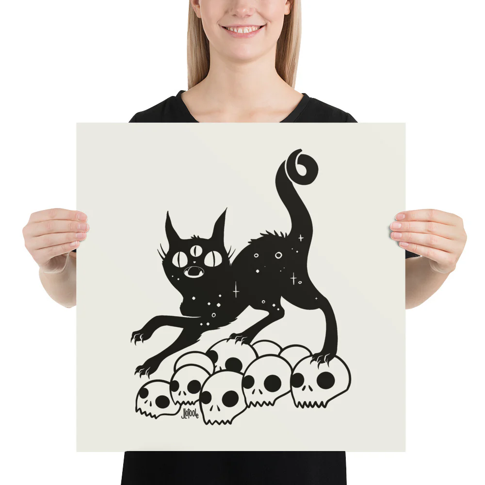 Cat On Skulls, Matte Art Print Poster - Image 8