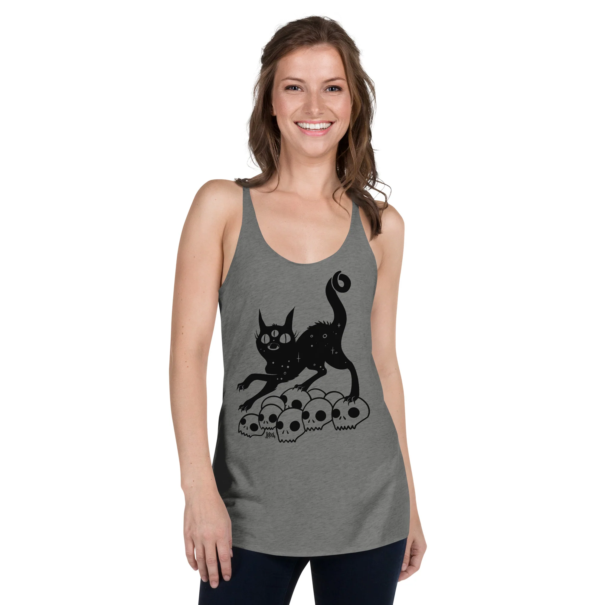 Cat On Skulls, Racerback Tank Top - Image 2