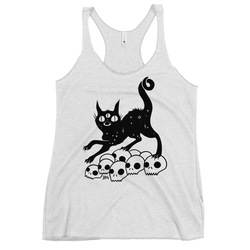 Cat On Skulls, Racerback Tank Top - Image 4