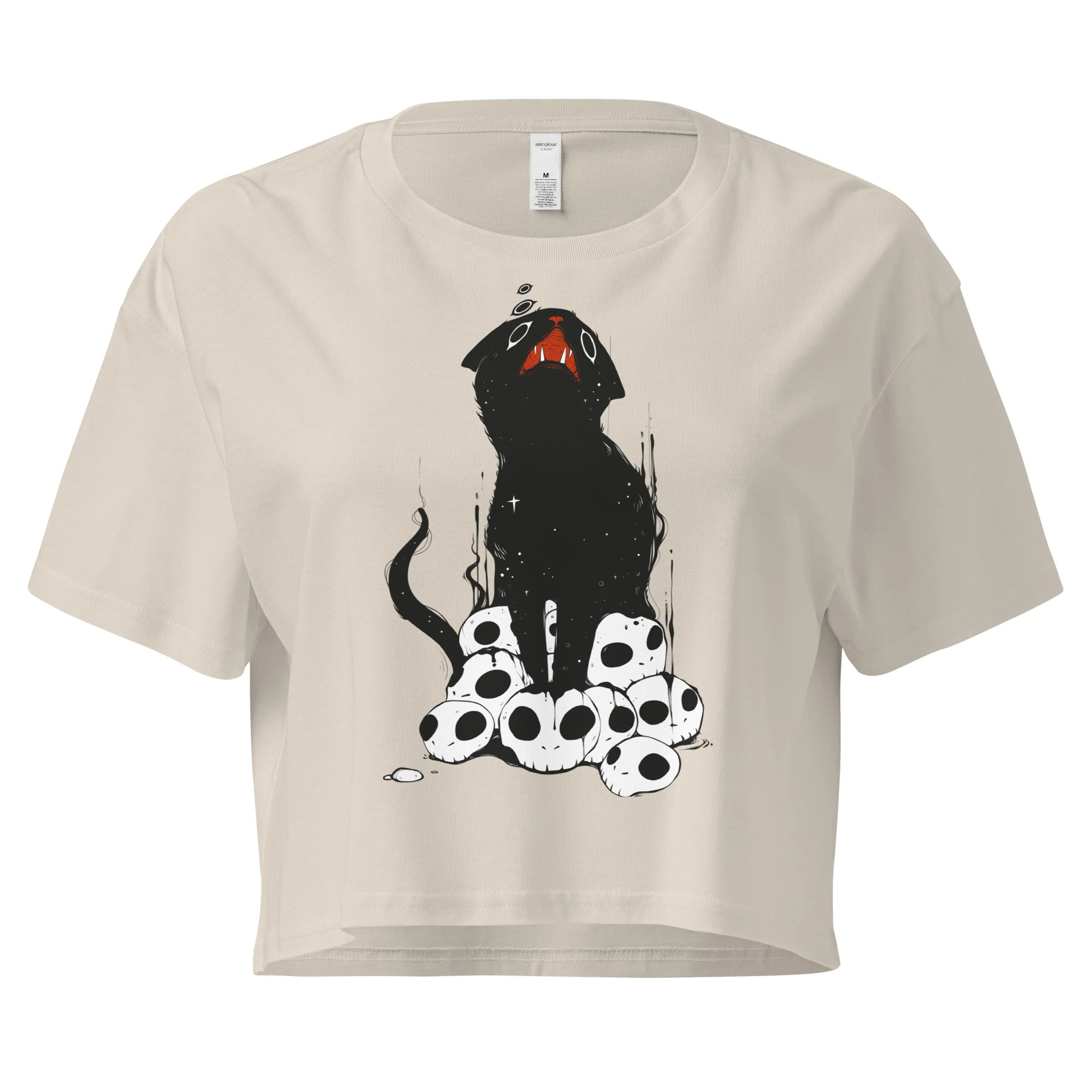 Cat On Skulls, Relaxed Crop Top