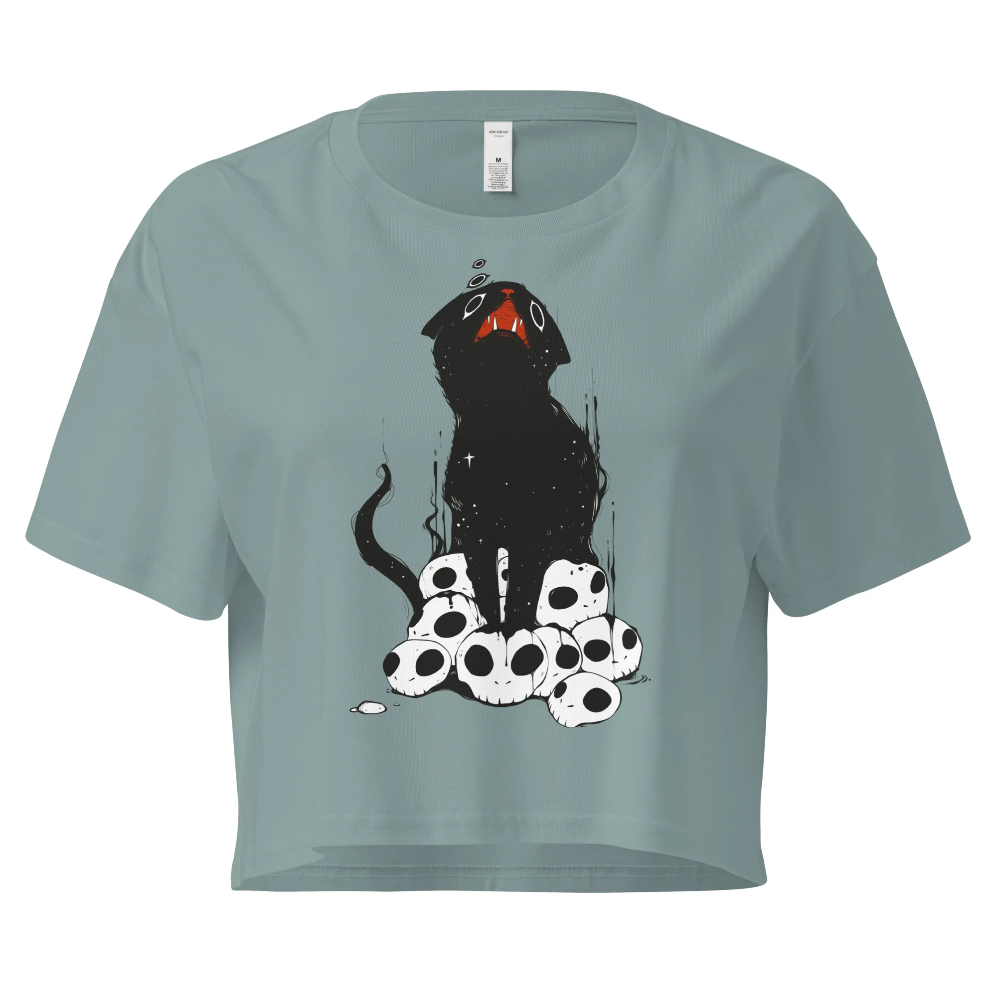 Cat On Skulls, Relaxed Crop Top