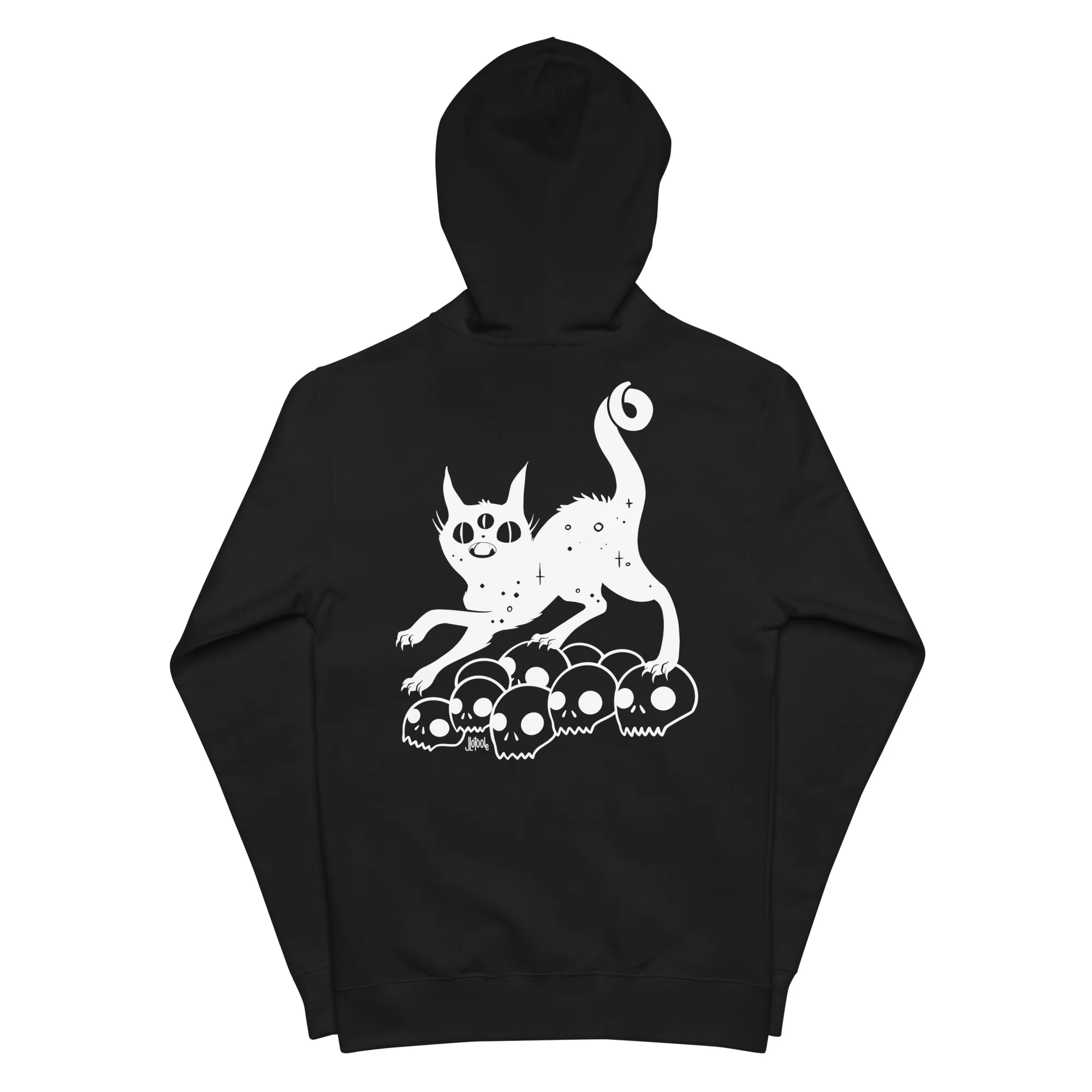 Cat On Skulls, Unisex Fleece Zip-Up Hoodie