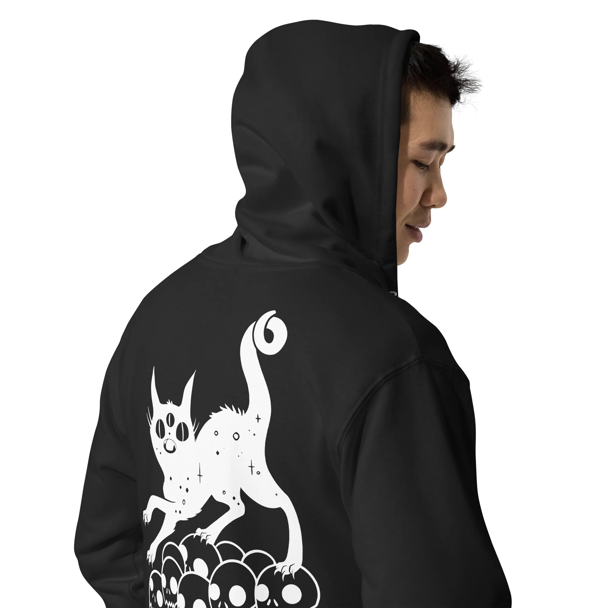 Cat On Skulls, Unisex Fleece Zip-Up Hoodie - Image 5