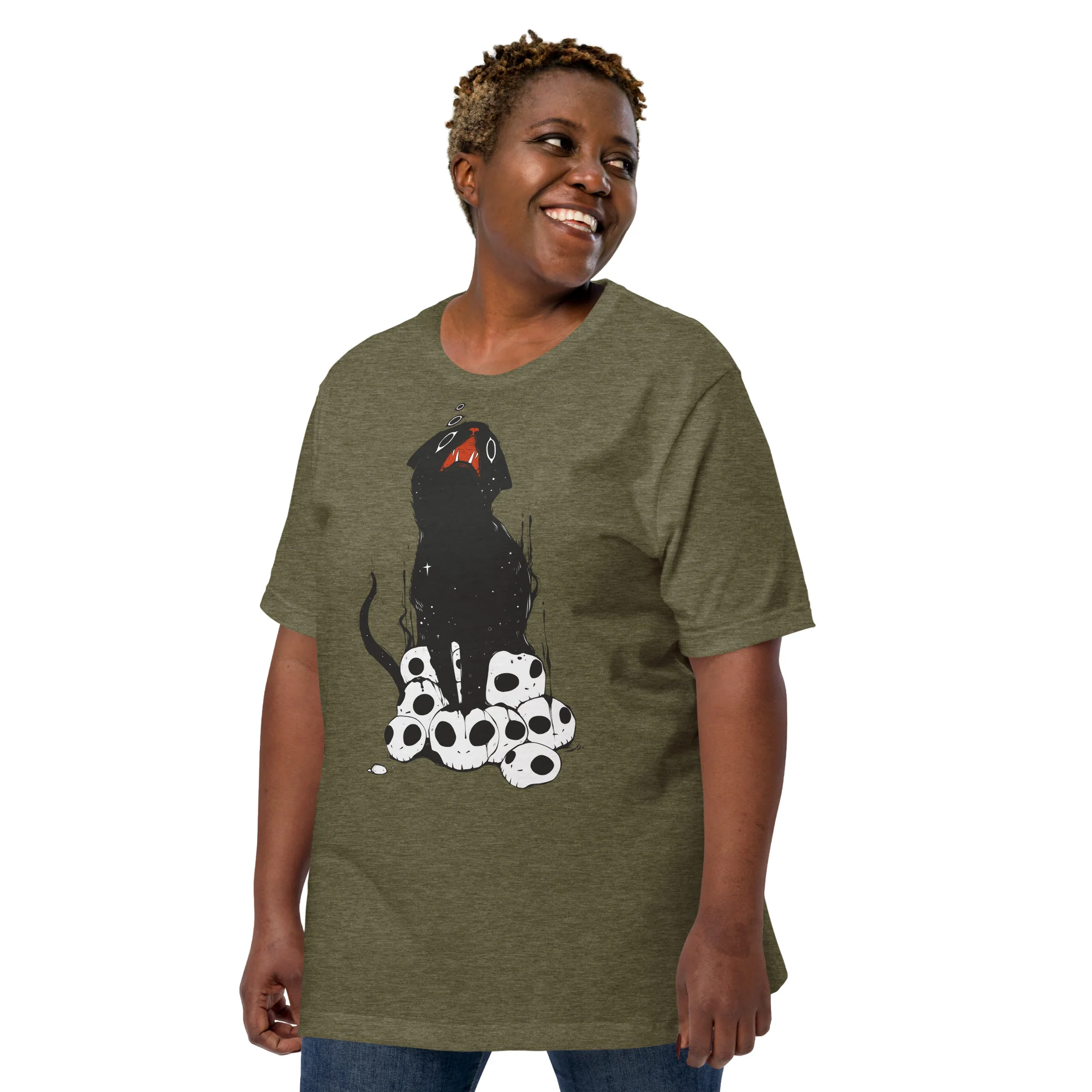 Cat On Skulls, Unisex T-Shirt - Image 8