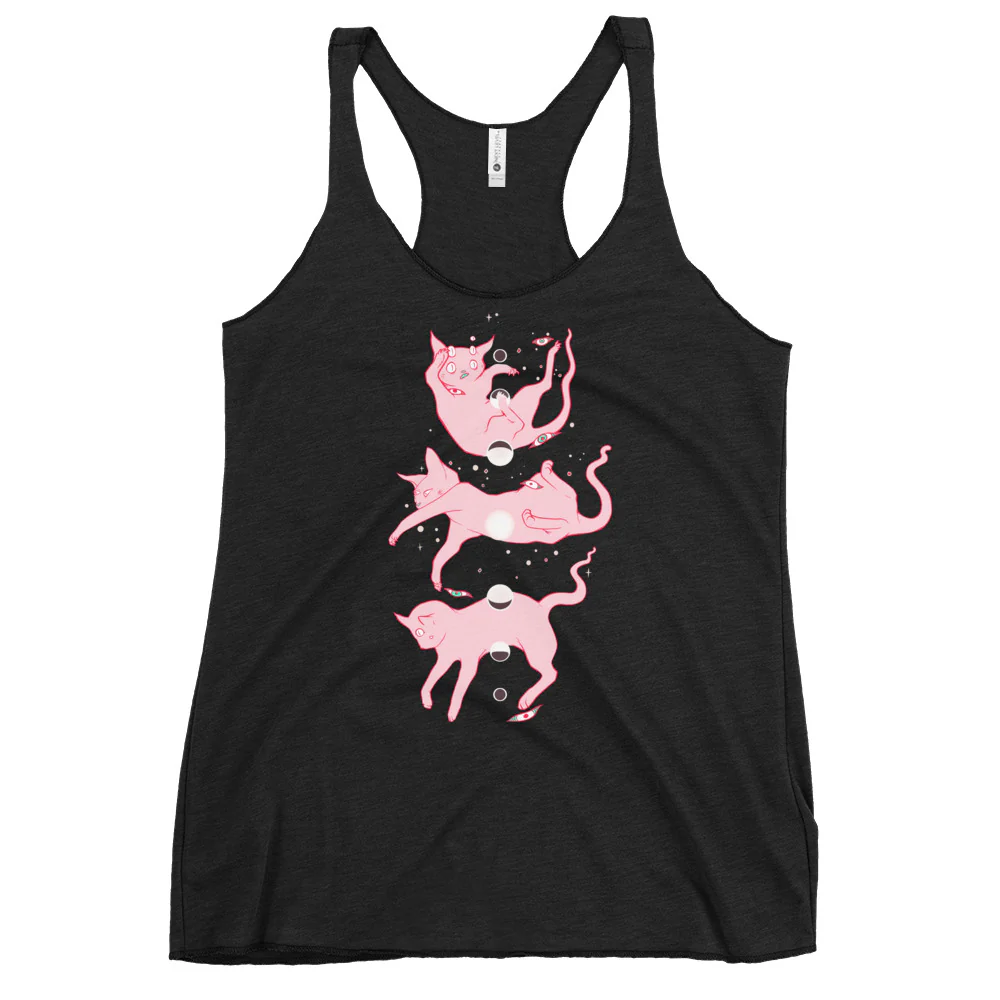 Cat Phases, Racerback Tank Top - Image 4